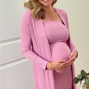 PinkBlush Pink Sleeveless Ribbed Maternity Set